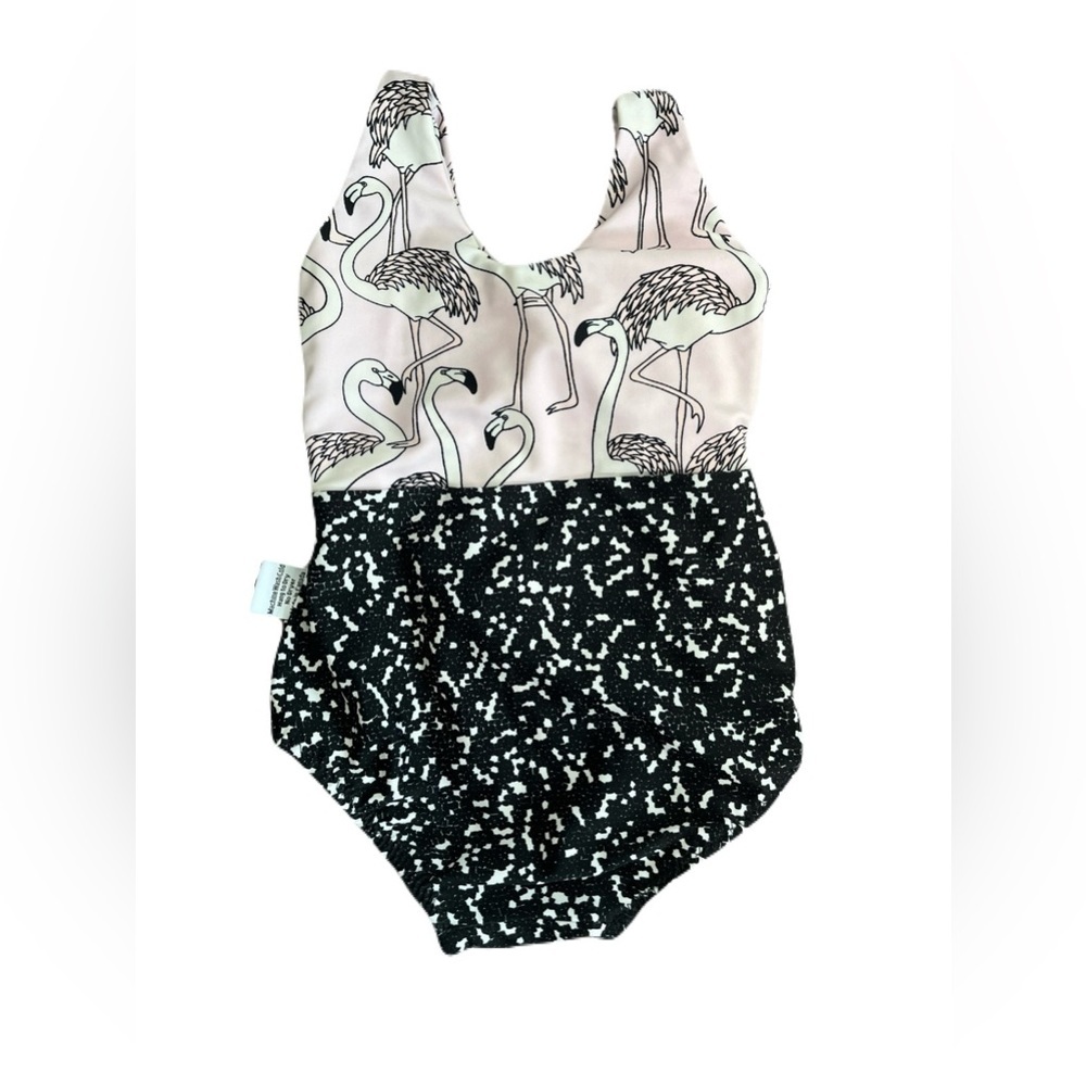 🇨🇦 Handmade Small Shop Flamingo Print Kids Tie Back Swimsuit
